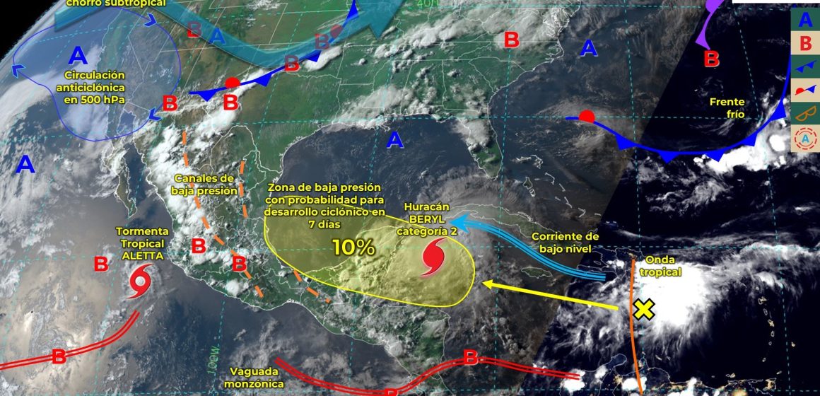 En las próximas horas, el huracán Beryl ingresará a la Península de Yucatán