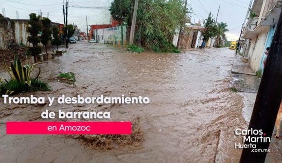 Tromba y desbordamiento de una barranca daña 13 casas en Amozoc
