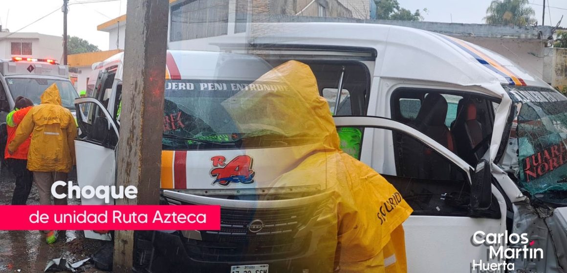 Atiende PC y SSC choque de unidad Ruta Azteca