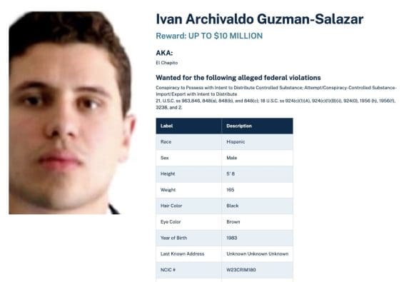 Sin confirmar la captura de Iván Archivaldo Guzmán, líder de Los Chapitos
