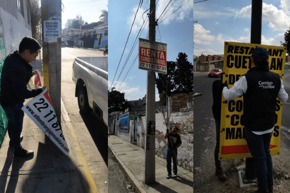 Ayuntamiento de Puebla retira más de 6 mil pendones y carteles  