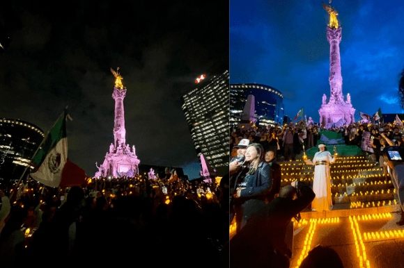 Protestan trabajadores del PJF en el Ángel de la Independencia