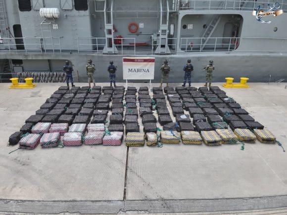 Marina aseguró aproximadamente 7.2 toneladas de presunta cocaína en costas de Colima y Michoacán