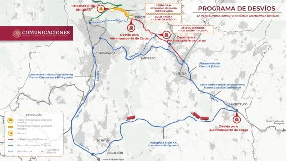 Cierre total en la autopista dirección Tepoztlán-Cuernavaca, entronque a Cuautla