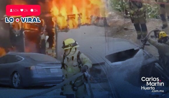 (VIDEO) Tesla se incendia al ser conectado a ‘diablito’ en Tijuana