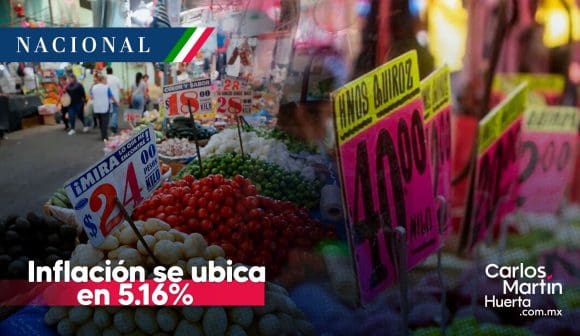 Inflación se desacelera, se ubicó en 5.16% la primera quincena de agosto