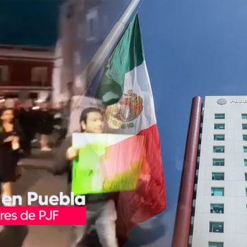 Trabajadores del PJF protestan en calles del centro de Puebla