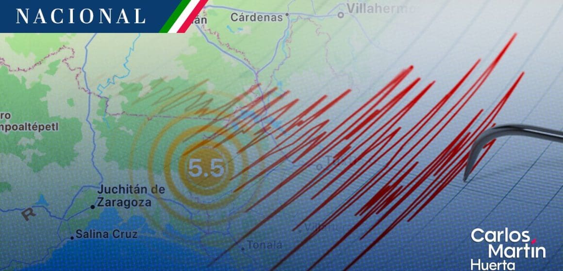 Sin afectaciones tras sismo magnitud 5.5 en Cintalapa, Chiapas