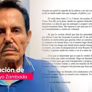 Ismael “El Mayo” Zambada cuenta su versión del arresto a través de una carta