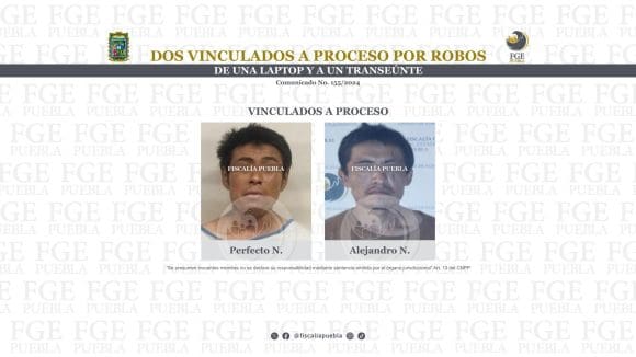 fiscalia Vinculan a proceso a dos por robos de una laptop y a un transeúnte