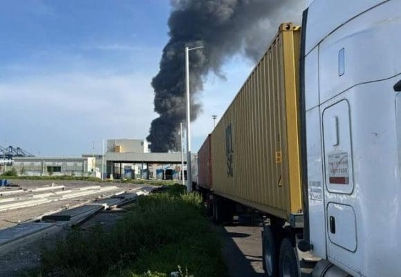 Incendio en el recinto portuario de Veracruz
