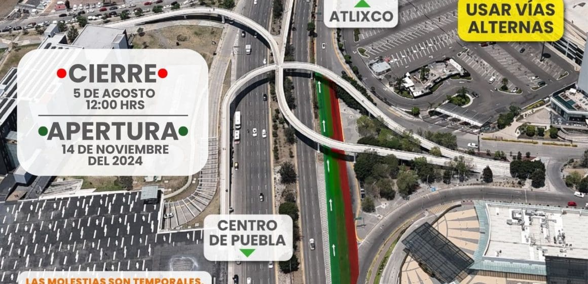 Habrá reducción de carriles en la vía Atlixcáyotl, sentido a Atlixco.