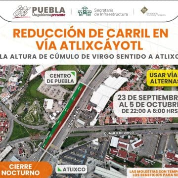 Habrá reducción de carriles en la Vía Atlixcáyotl; aquí los detalles