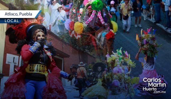 Danzantes invitan al Huey Atlixcáyotl en tradicional Convite en Atlixco