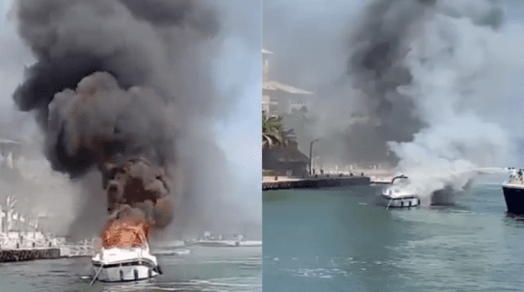 Se Incendia yate en zona hotelera de Cancún, Quintana Roo