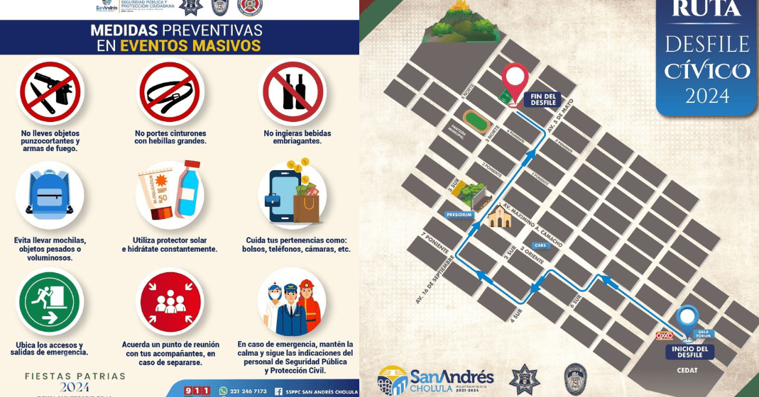 Así será el operativo para las Fiestas Patrias 2024 en San Andrés Cholula