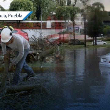 Encharcamientos, volcaduras e inundaciones, el saldo tras fuertes lluvias en San Andrés Cholula