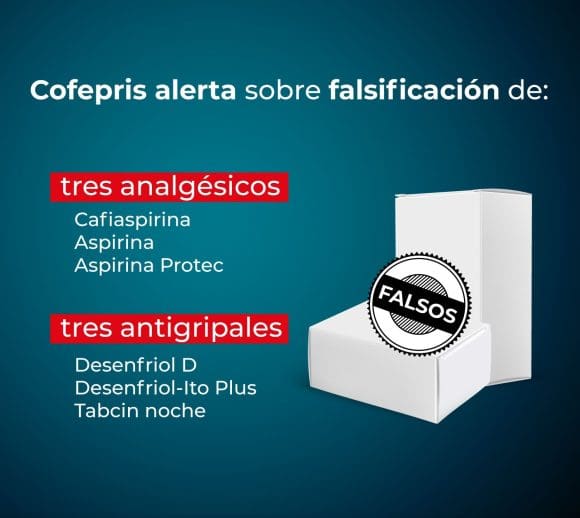 GXEV6lQWwAMIm2h Cofepris alerta sobre falsificación de analgésicos: Cafiaspirina, Aspirina; antigripales Desenfriol y Tabcin