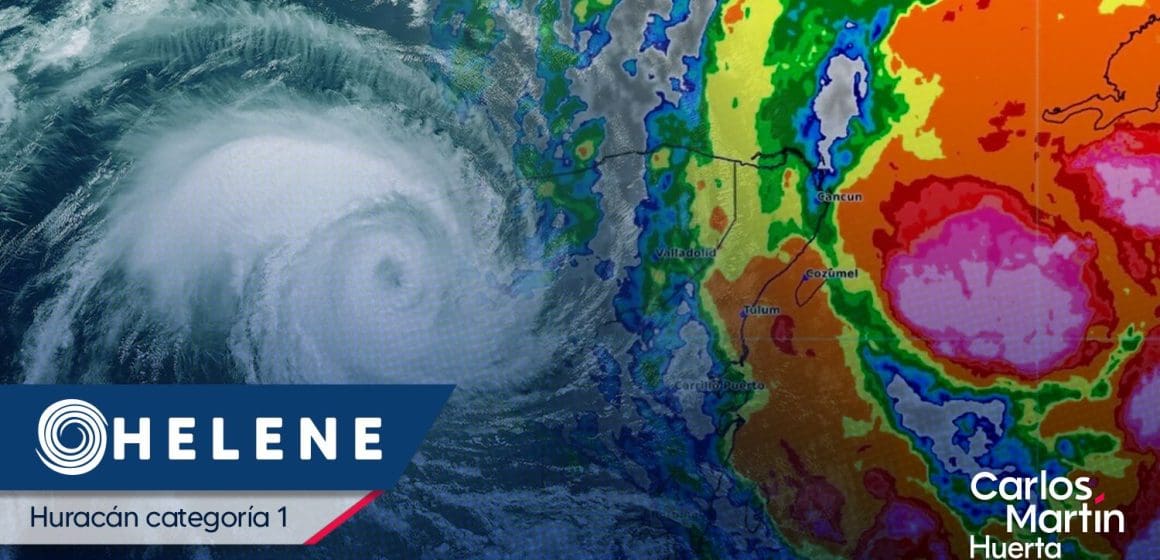 Helene es huracán categoría 1 muy cerca de las costas de Quintana Roo