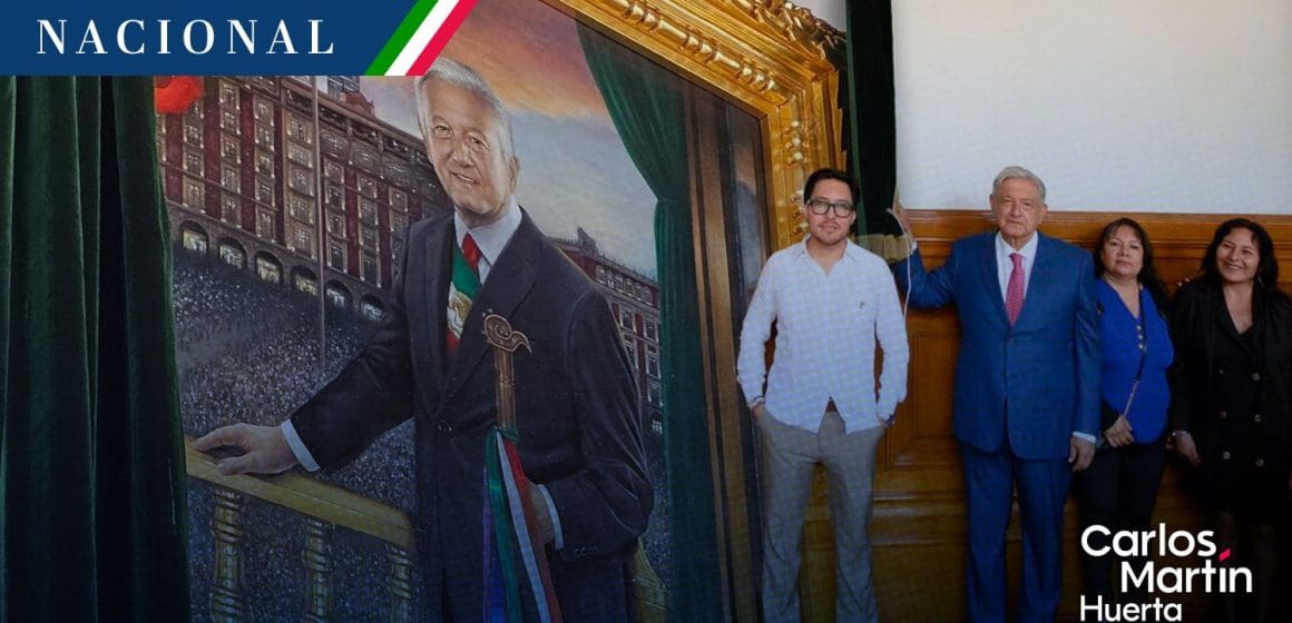 Devela AMLO su retrato; se exhibirá en Palacio Nacional