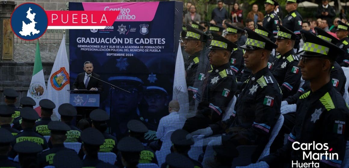 Suman a 95 nuevos policías municipales en Puebla; les toman protesta