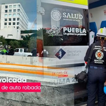 Durante persecución de auto robado patrulla termina volcada en Periférico