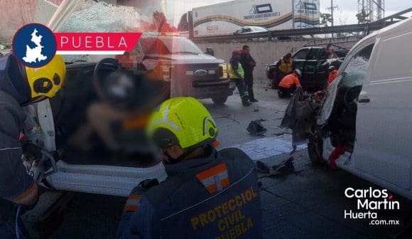 Aparatoso choque en la México-Puebla deja tres lesionados