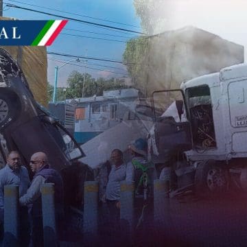 Camión se queda sin frenos en la México-Puebla y provoca choque múltiple