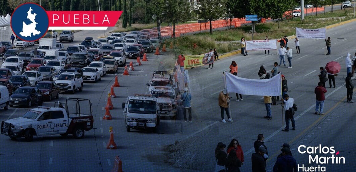 Concesionarios desquician la Vía Atlixcáyotl tras manifestación; piden tarifa a 19 pesos