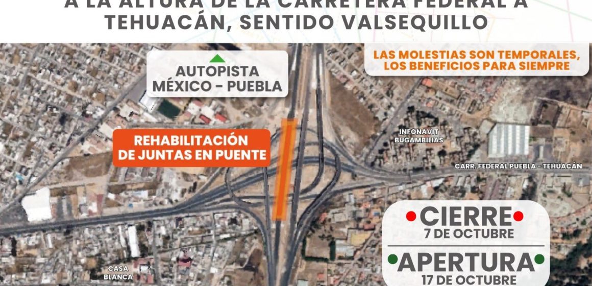 Reducción de carriles en Periférico a la altura de carretera federal a Tehuacán