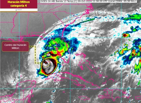 Milton, de nuevo como categoría 4, se aleja de las costas de Yucatán