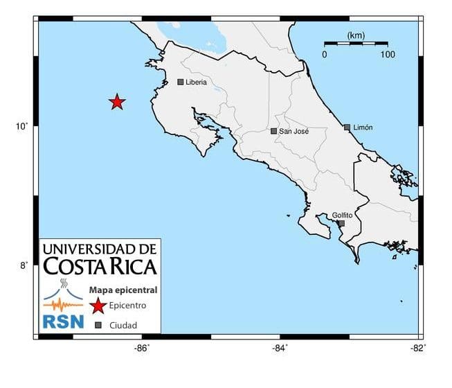 Sismo magnitud 6.2 se registra en Costa Rica