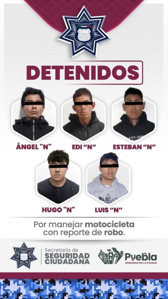 Detienen a cinco personas por manejar motocicletas con reporte de robo