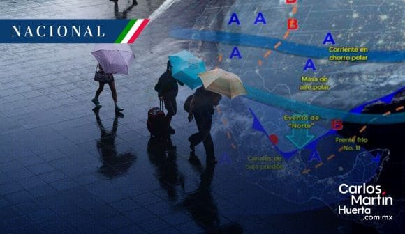 Frente frío 11 y canal de baja presión ocasionarán lluvias en cinco estados