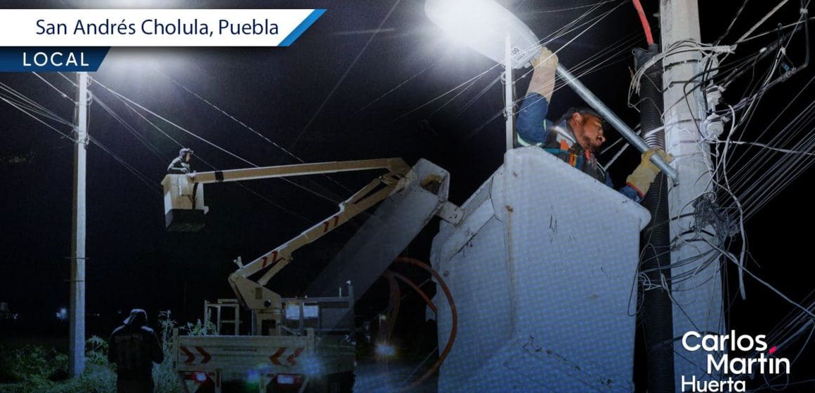 Mejoran el alumbrado público en San Andrés Cholula