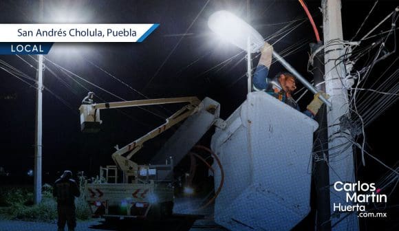 Mejoran el alumbrado público en San Andrés Cholula