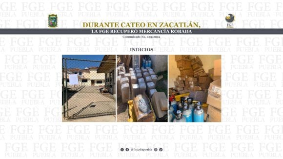 Recuperan mercancía robada en Zacatlán; FGE catea casa