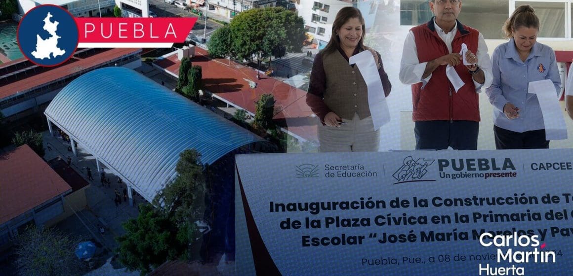 Sergio Salomón inaugura techado del Centro Escolar José María Morelos y Pavón