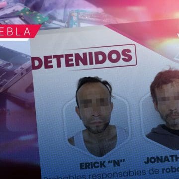 Sujetos son detenidos por robo de celulares en las calles de Puebla