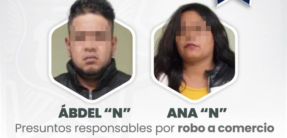 Detiene SSC a una pareja por su probable participación en el delito de robo a negocio con violencia