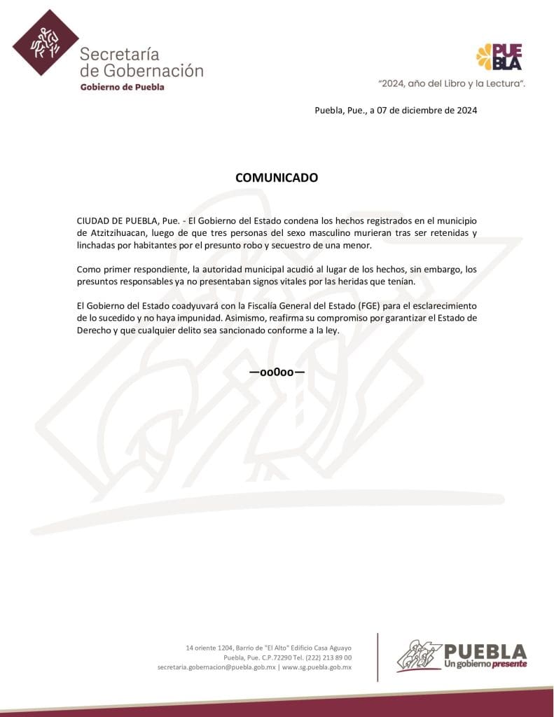 Comunicado de Secretaria de Gobernacion