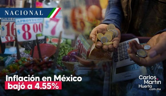 Inflación en México bajó a 4.55% en noviembre