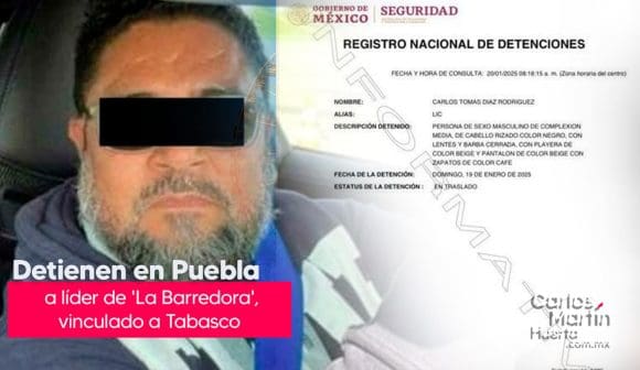 Detienen en Puebla a líder de La Barredora vinculado a ex funcionario de Tabasco