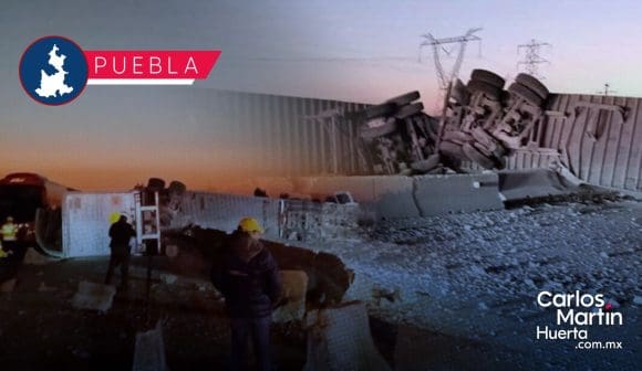 Autopista Puebla-Orizaba cerrada tras volcadura de tráiler