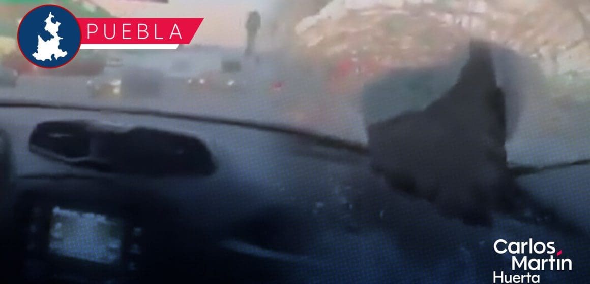 Lanzan piedra a vehículo en la autopista México-Puebla; se incrustó en el parabrisas