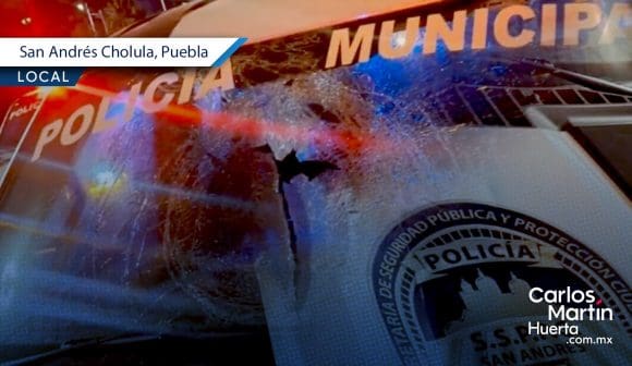 Balean patrulla de San Andrés Cholula tras choque en Vía Atlixcáyotl; no hay heridos