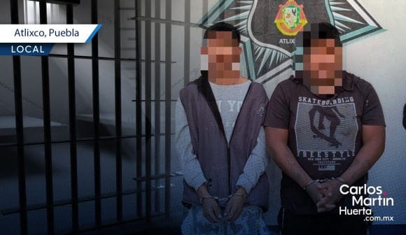 Detienen a dos individuos con droga en la colonia Revolución de Atlixco