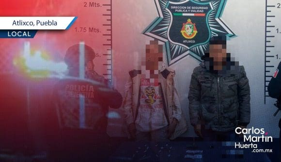 Detienen a dos sujetos con droga y arma de fuego en Atlixco