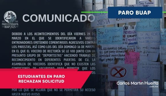 Estudiantes de la BUAP en paro niegan acceso a deportistas a CU pese a solicitud