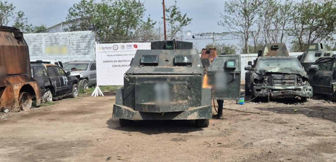 FGR destruye 45 ‘monstruos’ blindados en Tamaulipas